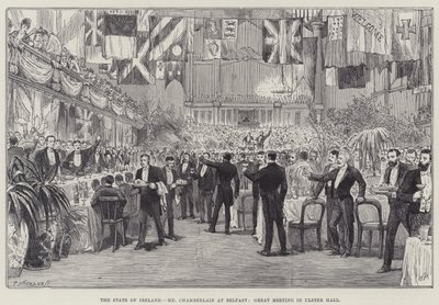 The State of Ireland, Mr Chamberlain at Belfast, Great Meeting in Ulster Hall by Walter Paget